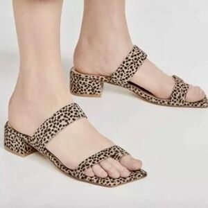 Stuart Weitzman Maisie 35 Slide Sandals Leopard Print Size 6